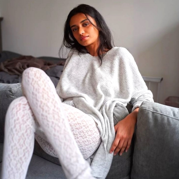 Free People Intimately Layered In Lace Leggings In Ivory NWT Size Small - Picture 3 of 14